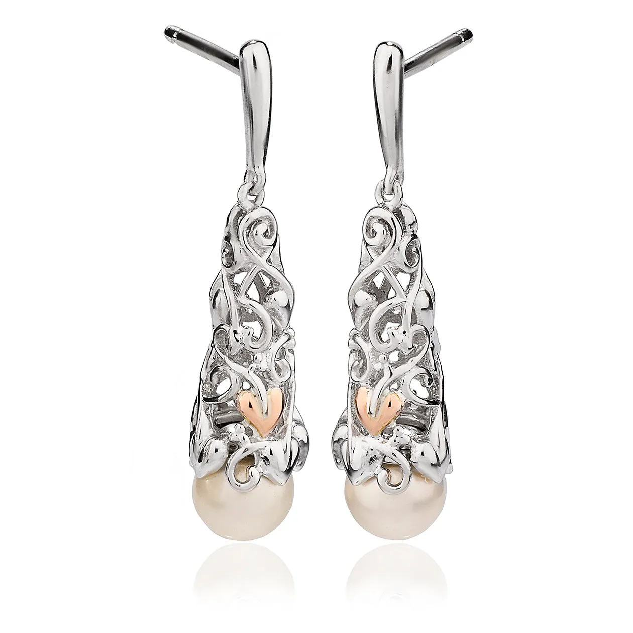 Clogau Tree Of Life Sterling Silver Rose Gold Pearl Earrings