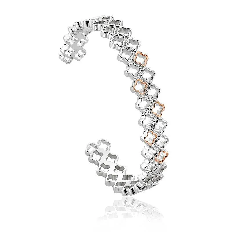 Clogau Tudor Court Sterling Silver 9ct Rose Gold Bangle D