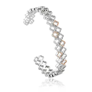 Clogau Tudor Court Sterling Silver 9ct Rose Gold Bangle D