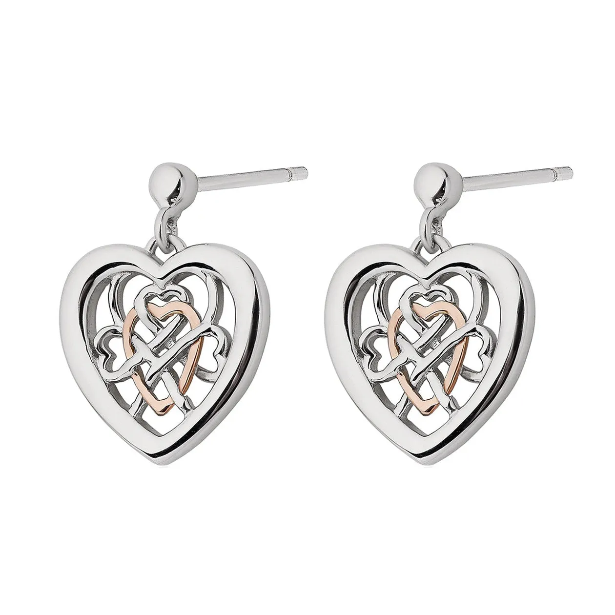 Clogau Welsh Royalty Sterling Silver Rose Gold Stud Earrings D