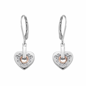 Clogau Cariad Sterling Silver Sparkle Heart Hook Earrings