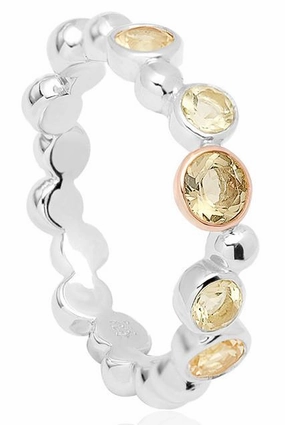 Clogau Celebration Sterling Silver Champagne Quartz Ring