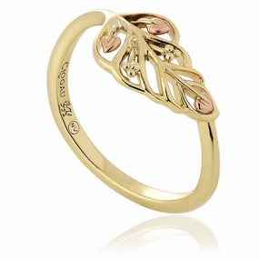 Clogau Debutante 9ct Yellow Gold Feather Ring D