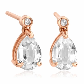 Clogau Fairy 9ct Rose Gold Zircon Drop Earrings