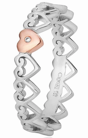 Clogau Heart Sterling Silver Affinity Stacking Ring O