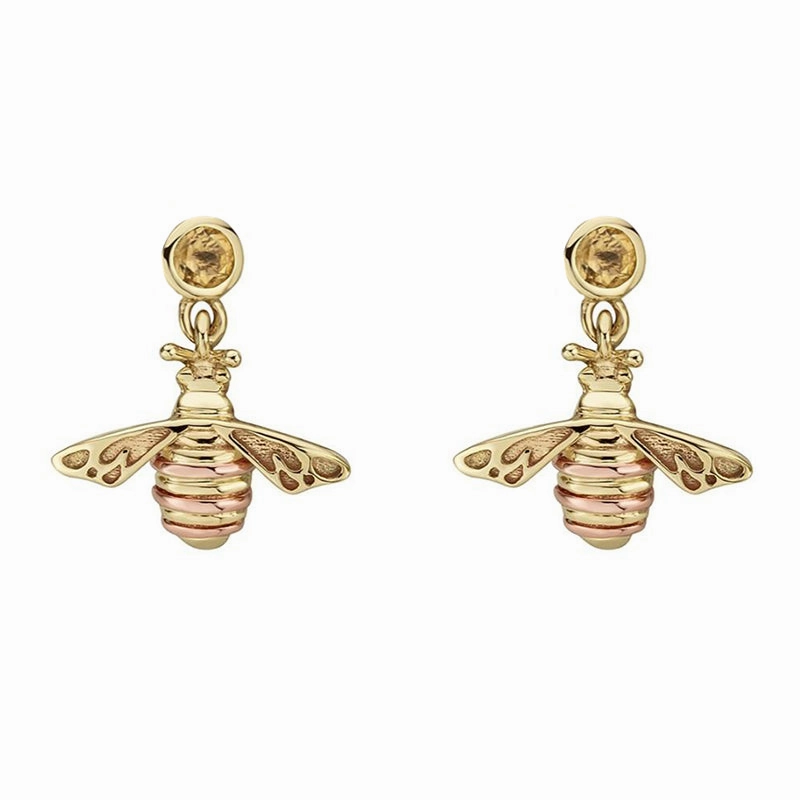 Clogau Honey Bee 9ct Yellow Gold Drop Earrings