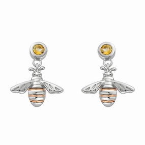 Clogau Honey Bee Sterling Silver Drop Earrings D