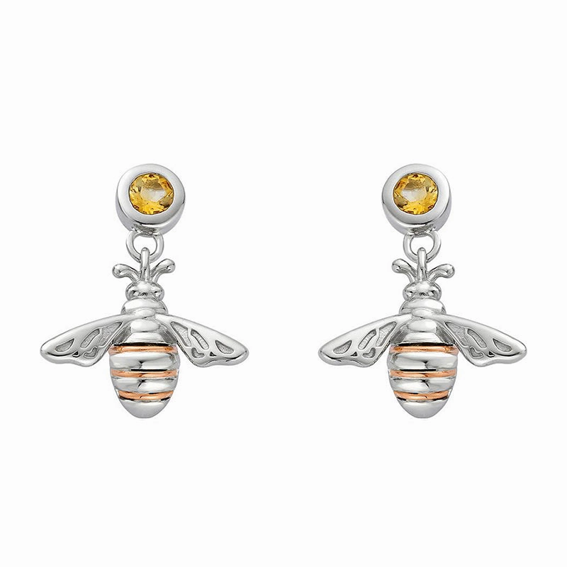 Clogau Honey Bee Sterling Silver Drop Earrings D
