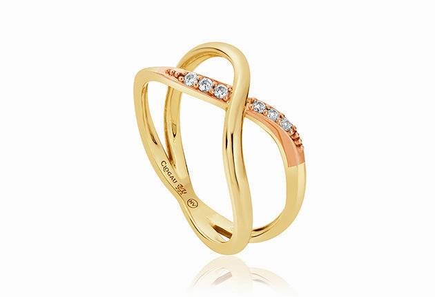 Clogau Kiss Diamond 9ct Yellow Gold Crossover Ring