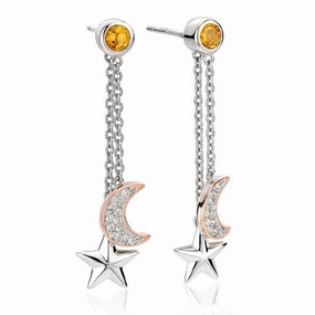 Clogau Out of This World Sterling Silver Citrine Drop Earrings D