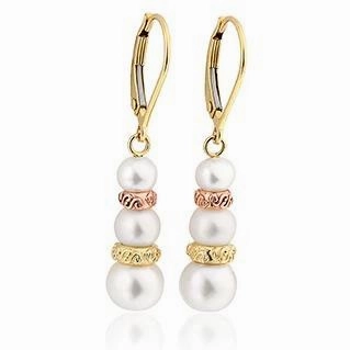 Clogau Tree of Life 9ct Yellow Gold Freshwater Pearl Drop Earrings D