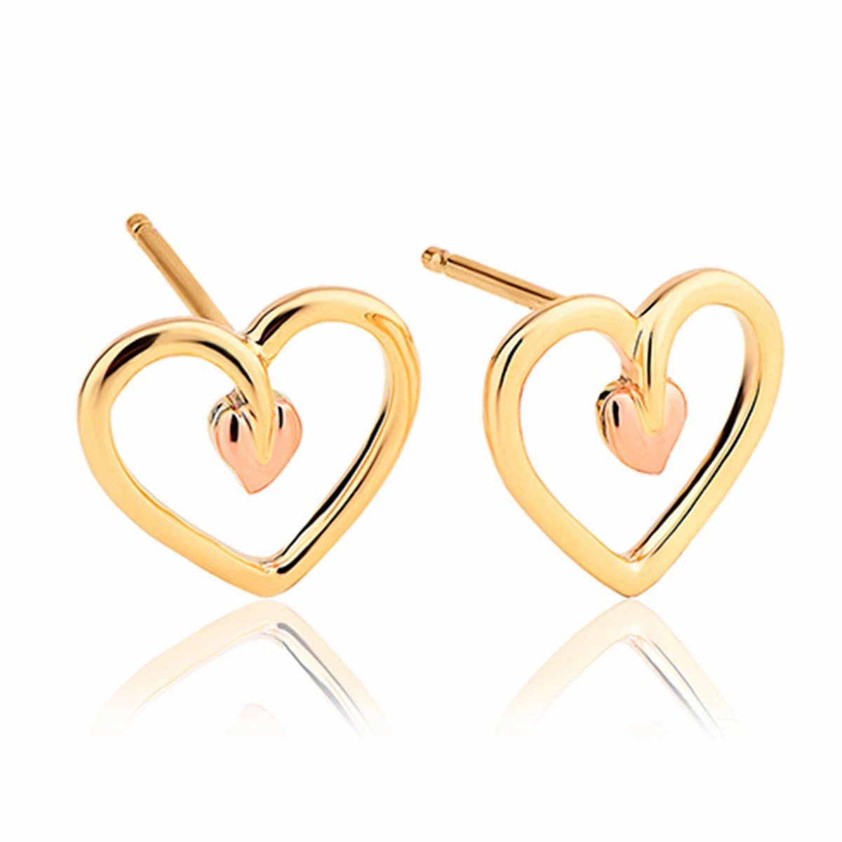 Clogau Tree of Life 9ct Yellow Gold Heart Stud Earrings D