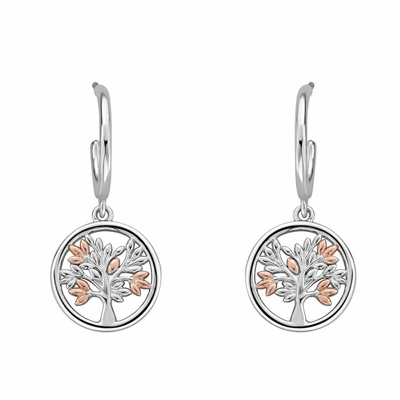 Clogau Tree of Life Sterling Silver 9ct Rose Gold Vine Drop Earrings