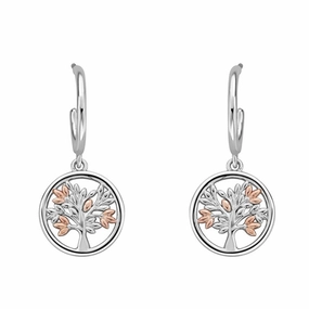 Clogau Tree of Life Sterling Silver 9ct Rose Gold Vine Drop Earrings
