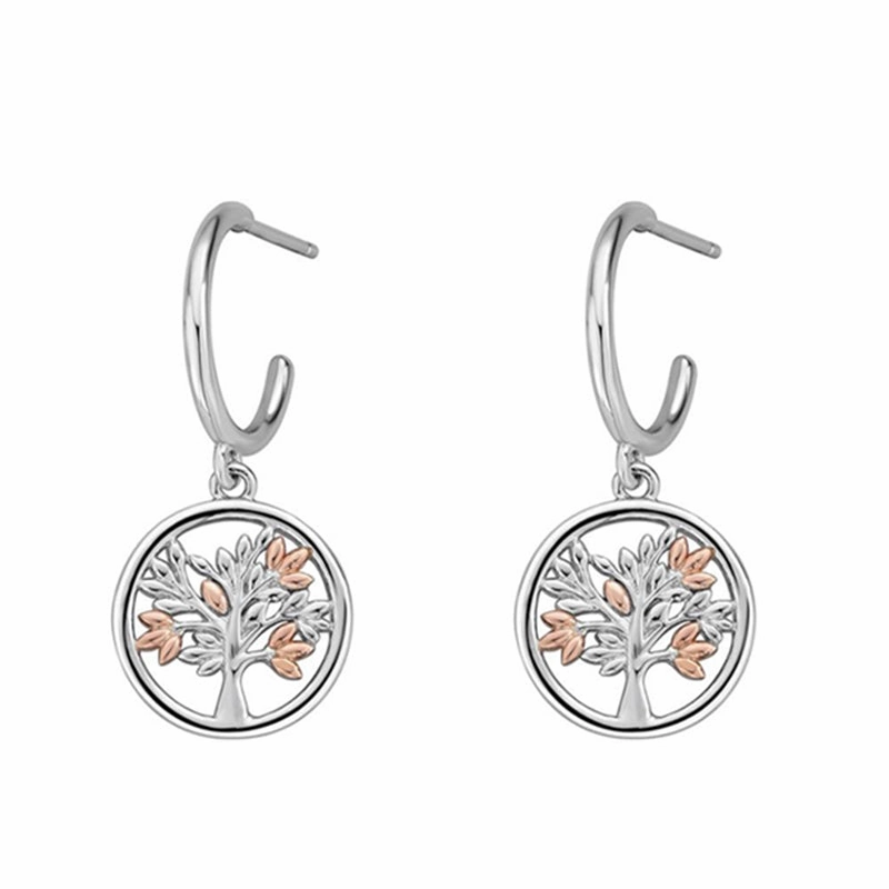 Clogau Tree of Life Sterling Silver 9ct Rose Gold Vine Drop Earrings