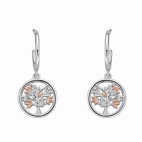 Clogau Tree of Life Sterling Silver 9ct Rose Gold Vine Drop Earrings