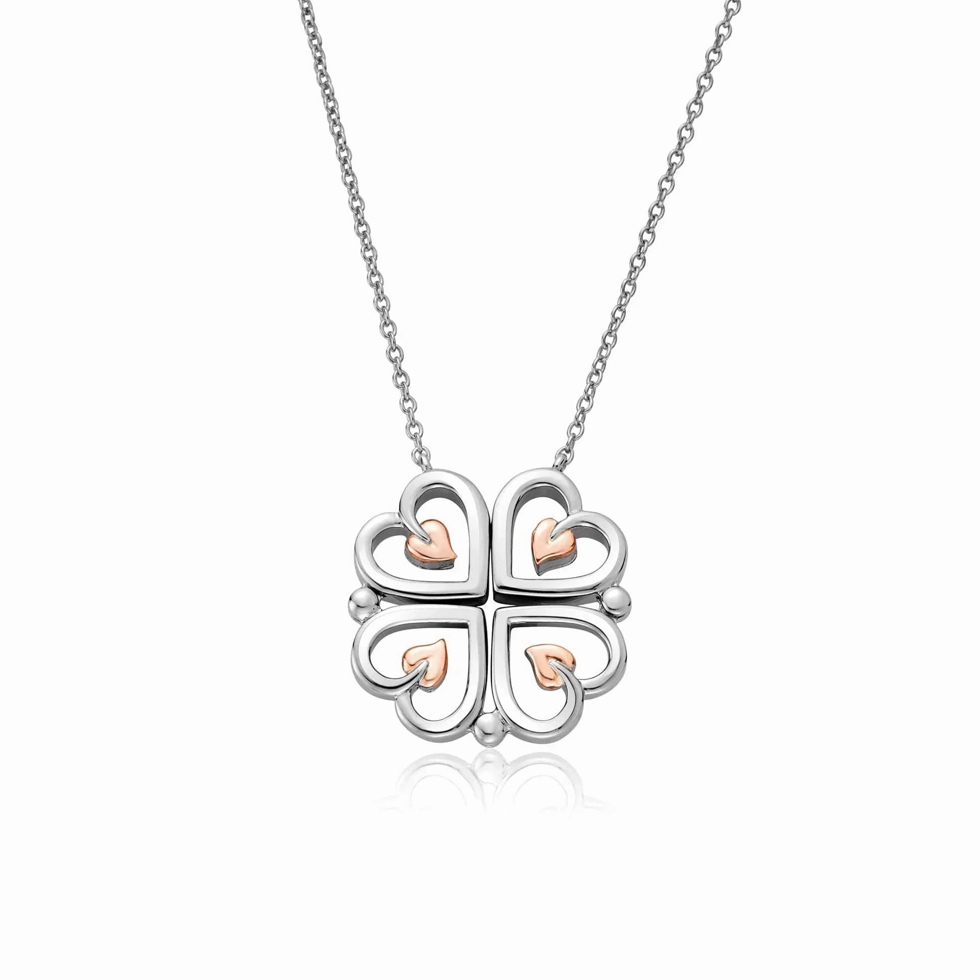Clogau Tree Of Life Sterling Silver Heart Clover Necklace