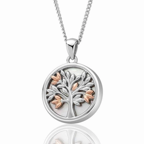 Clogau Tree of Life Sterling Silver White Mother of Pearl 9ct Rose Gold Vine Necklace