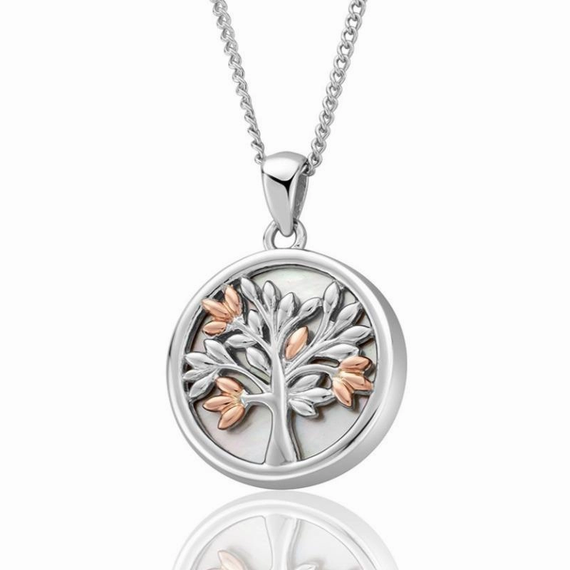 Clogau Tree of Life Sterling Silver White Mother of Pearl 9ct Rose Gold Vine Necklace