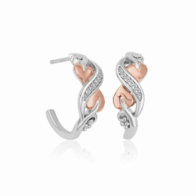 Clogau Tree of Life White Topaz Sterling Silver Half Hoop Earrings D