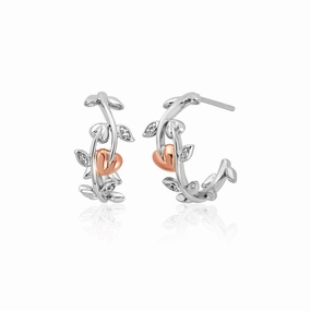 Clogau Vine of Life White Topaz Sterling Silver Half Hoop Earrings