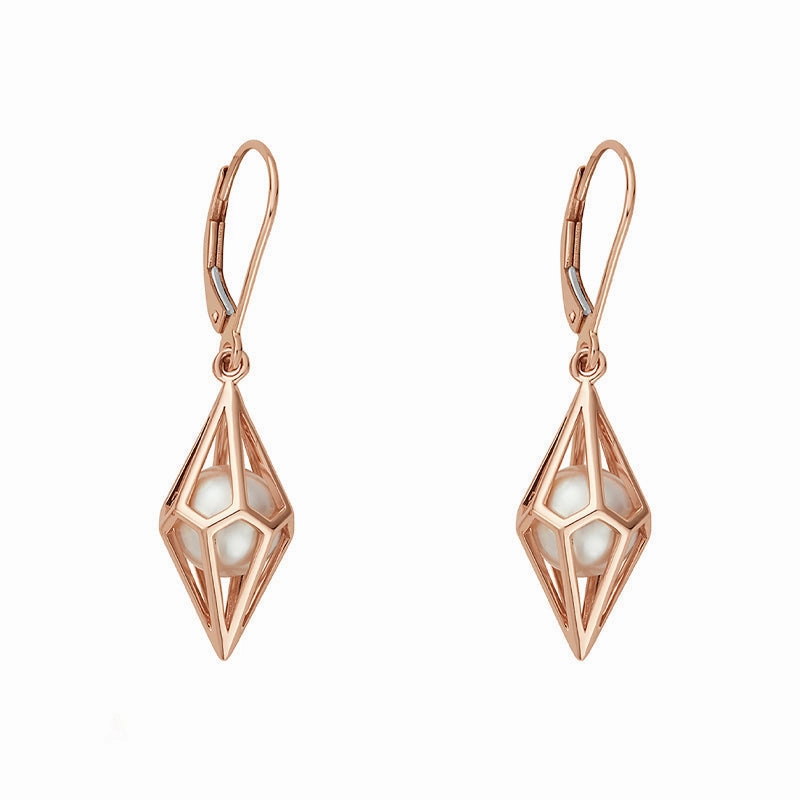 Clogau Watching Chamber Caged 9ct Gold White Pearl Earrings