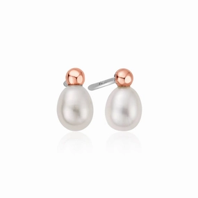 Clogau Welsh Beachcomber Sterling Silver Freshwater Pearl Stud Earrings