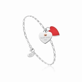 Clogau Welsh Heart Sterling Silver Red Enamel Chain Bracelet