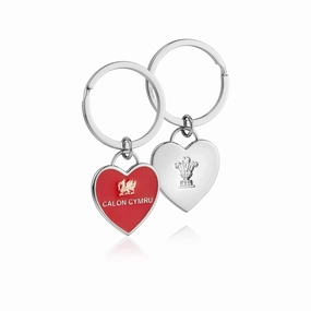 Clogau Welsh Heart Sterling Silver Red Enamel Keyring