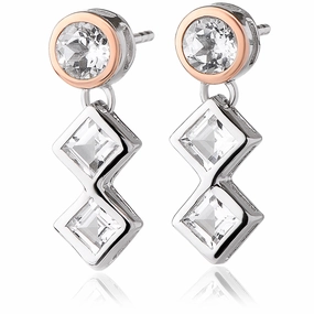 Clogau Welsh Royalty Silver and White Topaz Drop Earrings