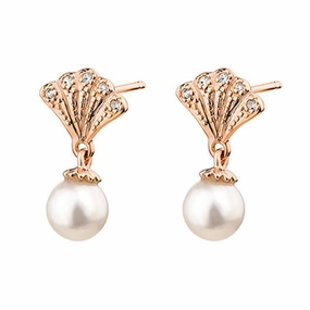 Clogau Windsor 9ct Rose Gold White Topaz Pearl Stud Earrings D