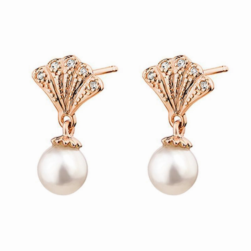Clogau Windsor 9ct Rose Gold White Topaz Pearl Stud Earrings D