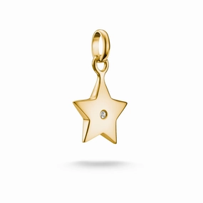 Connect Charm star with white stone in Gold