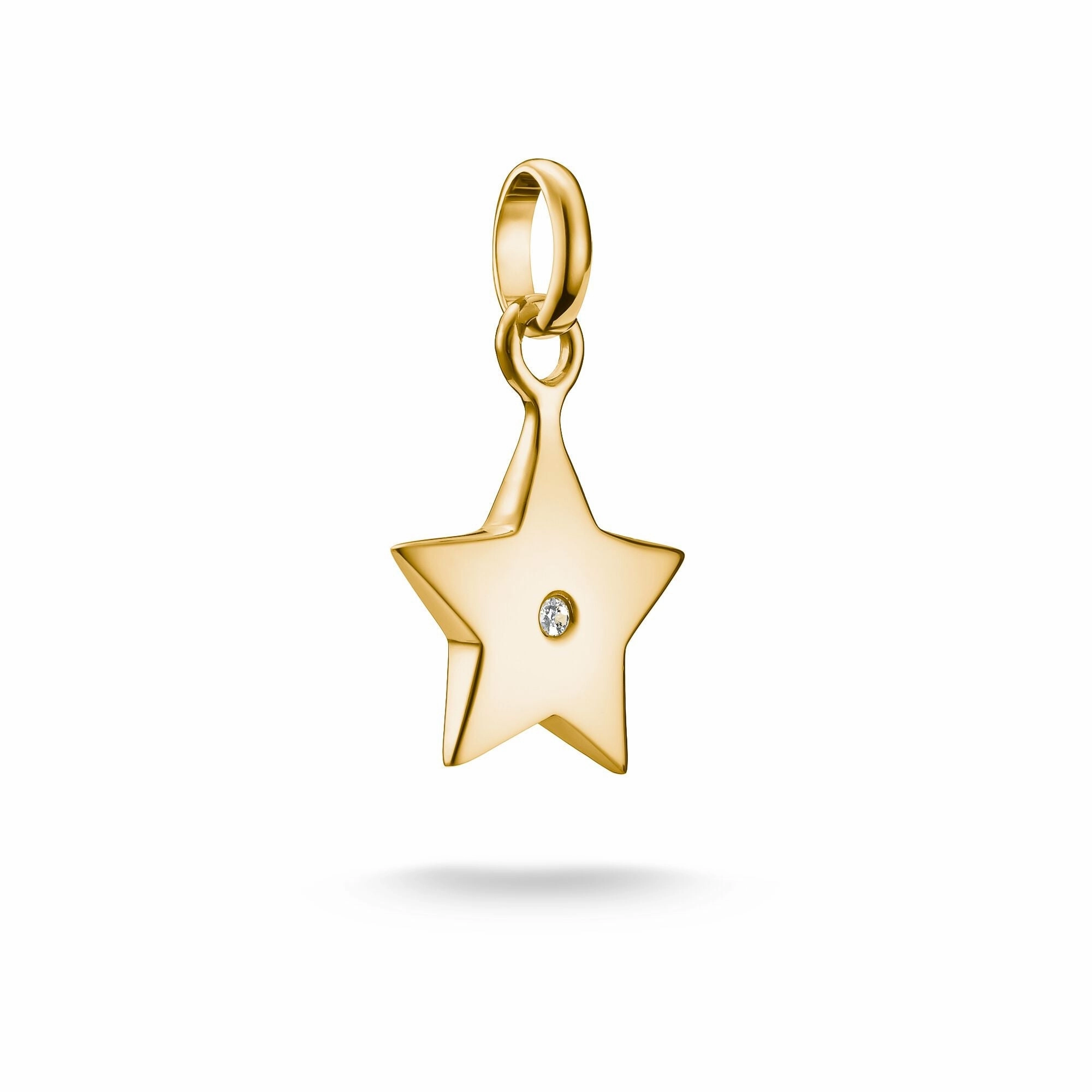 Connect Charm star with white stone in Gold