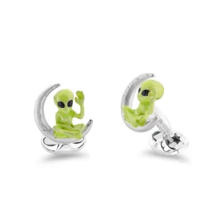 Deakin & Francis Cufflinks Sterling Silver Alien And Moon