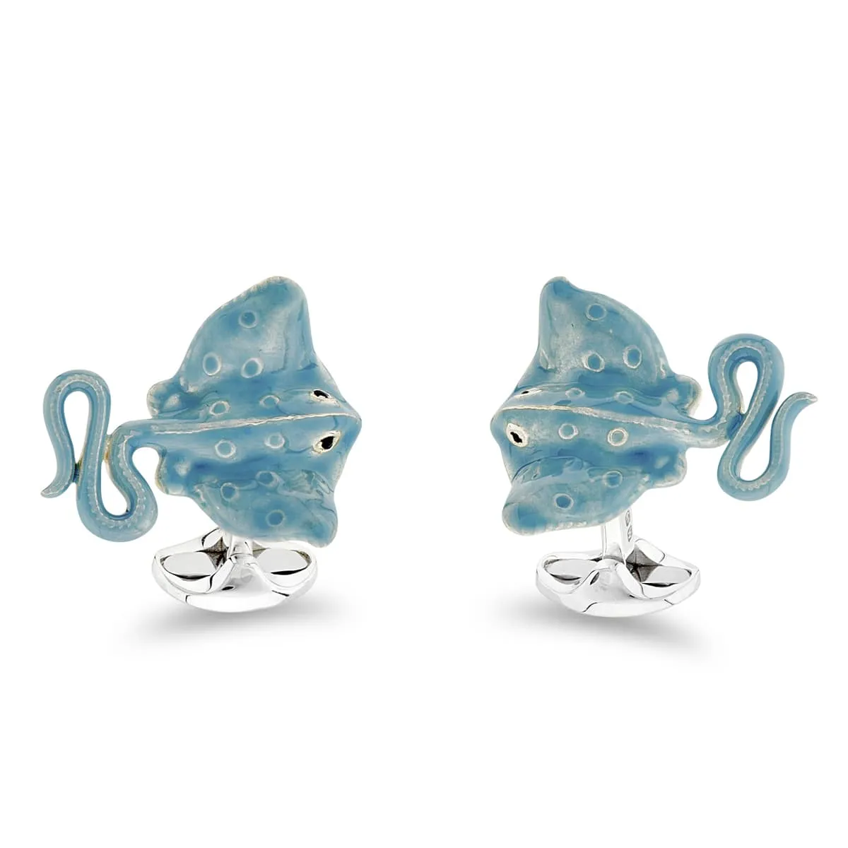 Deakin & Francis Cufflinks Sterling Silver Blue Enamel Stingray