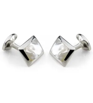 Deakin & Francis Cufflinks Sterling Silver Oblong White Mother of Pearl Inlay