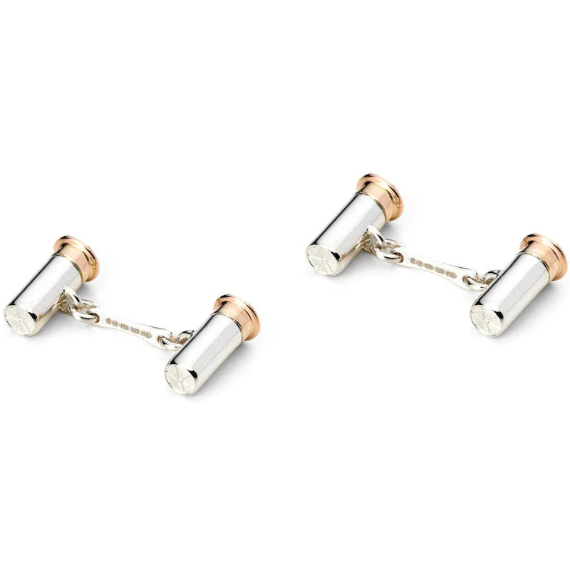 Deakin & Francis Cufflinks Sterling Silver Rose Gold Plated Shotgun Cartridge