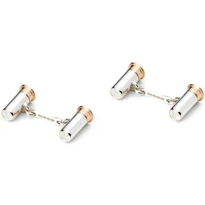 Deakin & Francis Cufflinks Sterling Silver Rose Gold Plated Shotgun Cartridge