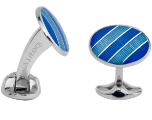 Deakin & Francis Cufflinks Sterling Silver Royal Blue Denim Blue Enamel
