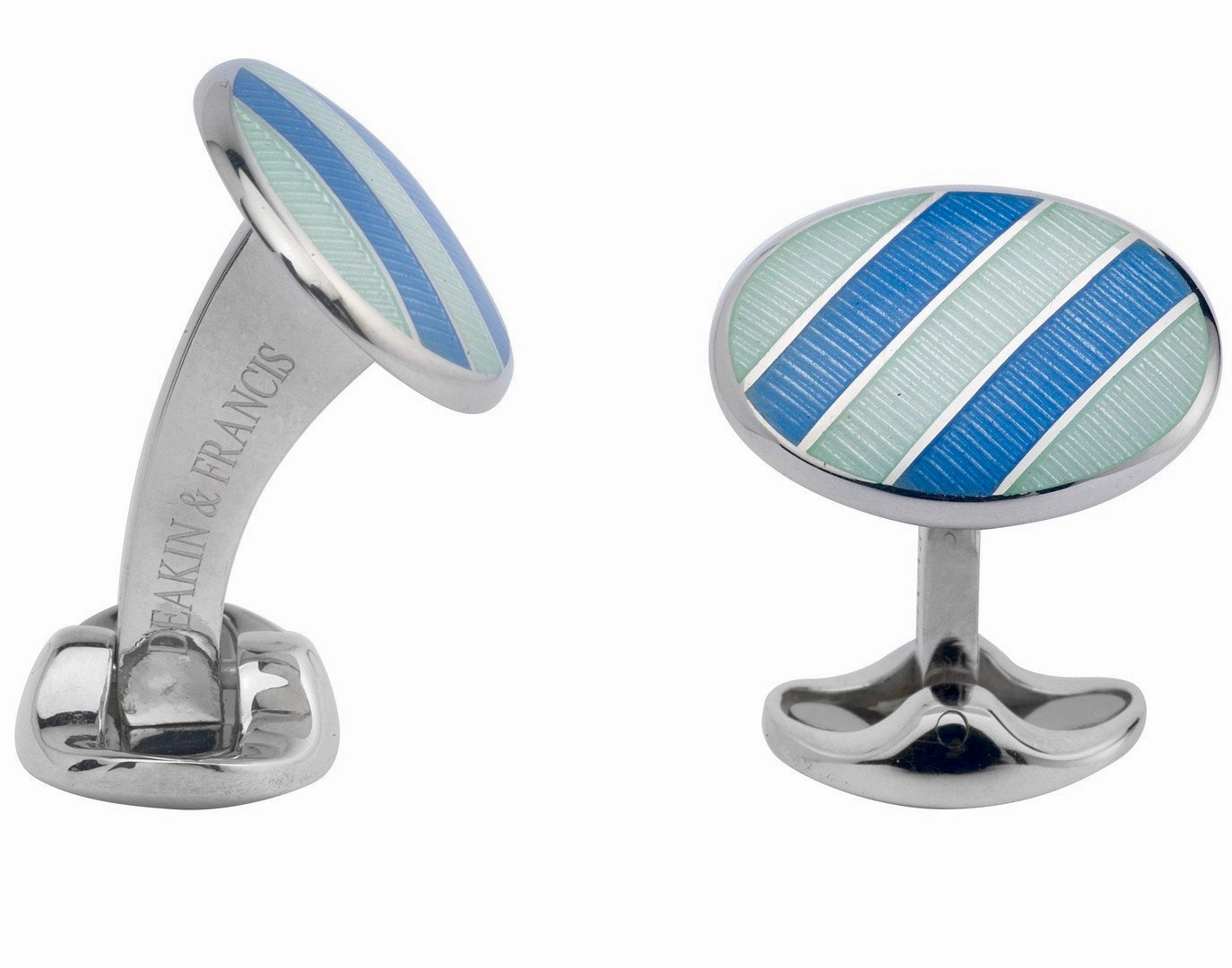 Deakin & Francis Cufflinks Sterling Silver Pale Silver Blue Sky Blue Enamel