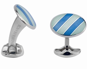 Deakin & Francis Cufflinks Sterling Silver Pale Silver Blue Sky Blue Enamel