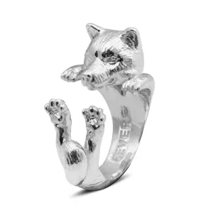 Dog Fever Sterling Silver Akita Anu Hug ring D