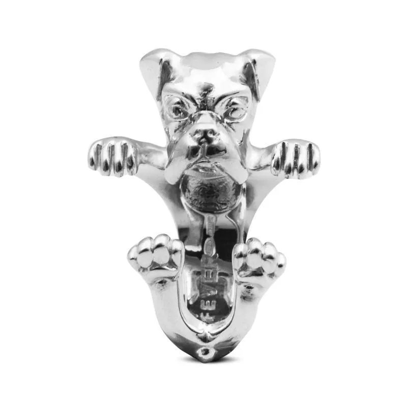 Dog Fever Sterling Silver Boxer Hug ring D