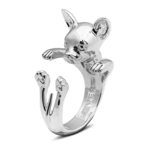 Dog Fever Sterling Silver Chihuahua Hug Ring