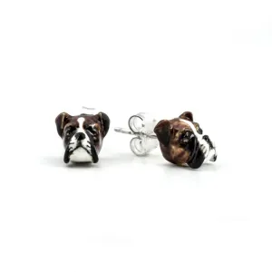 Dog Fever Sterling Silver Enamelled Boxer Muzzle Earrings D