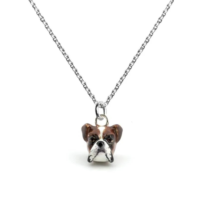 Dog Fever Sterling Silver Enamelled Boxer Muzzle Necklace
