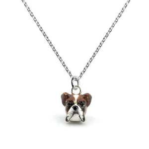 Dog Fever Sterling Silver Enamelled Boxer Muzzle Necklace
