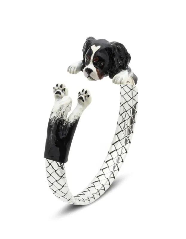 Dog Fever Sterling Silver Enamelled Cavalier King Charles Spaniel Hug Bracelet D