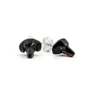 Dog Fever Sterling Silver Enamelled Dachshund Muzzle Earrings D